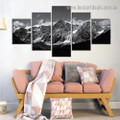 Faded Snow Mountain Nature Landscape Modern Artwork Portrait Canvas Print for Room Wall Adornment