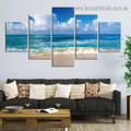 Sea Blue Sky Nature Landscape Modern Artwork Picture Canvas Print for Room Wall Adornment