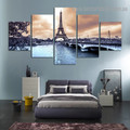 Faded Eiffel Tower Cityscape Modern Artwork Portrait Canvas Print for Room Wall Adornment