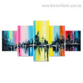 Colorful Skyline Abstract Cityscape Modern Framed Painting Image Canvas Print