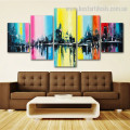Colorful Skyline Abstract Cityscape Modern Framed Painting Pic Canvas Print for Room Wall Adornment