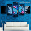 Butterfly Flower Botanical Modern Framed Painting Pic Canvas Print for Room Wall Drape