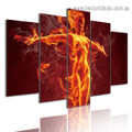 Burning Flame Girl Figure Modern Artwork Picture Canvas Print for Room Wall Adornment