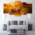 Scary Angry Tiger Animal Botanical Modern Artwork Portrait Canvas Print for Room Wall Garniture
