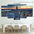 New York Skyscraper Cityscape Modern Artwork Portrait Canvas Print for Room Wall Garniture