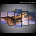 Two Running Wolves Animal Nature Landscape Modern Artwork Picture Canvas Print for Room Wall Décor