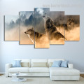 Growling Wolf Animal Landscape Modern Framed Effigy Pic Canvas Print for Room Wall Decoration