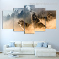Growling Wolf Animal Landscape Modern Framed Effigy Pic Canvas Print for Room Wall Decoration