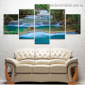 Erawan Waterfall Nature Landscape Modern Artwork Picture Canvas Print for Room Wall Adornment