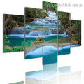 Erawan Waterfall Nature Landscape Modern Artwork Photo Canvas Print for Room Wall Decoration