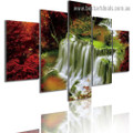 Maple Leaf Waterfall Seascape Modern Artwork Picture Canvas Print for Room Wall Ornament