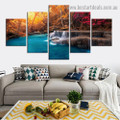 Blue Lake Waterfall Landscape Nature Modern Artwork Picture Canvas Print for Room Wall Ornament