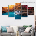 Blue Lake Waterfall Landscape Nature Modern Artwork Photo Canvas Print for Room Wall Adornment