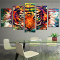 Particolored Dangerous Tiger Animal Watercolor Artwork Photo Canvas Print for Room Wall Garniture