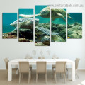 Underwater Sea Turtles Animal Seascape Modern Artwork Photo Canvas Print for Room Wall Décor