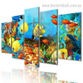 Cute Colorific Fishes Animal Nature Modern Framed Effigy Image Canvas Print