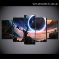 Moon Deer Universe Animal Landscape Modern Artwork Image Canvas Print for Room Wall Garniture