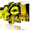 Electric Yellow Guitar Abstract Modern Artwork Image Canvas Print for Room Wall Garniture