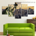 Statue of Liberty Cityscape Modern Artwork Portrait Canvas Print for Room Wall Ornament