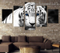 Faded White Tiger Animal Modern Artwork Photo Canvas Print for Room Wall Garniture