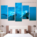 Deep Ocean Dolphins Seascape Modern Artwork Image Canvas Print for Room Wall Decoration