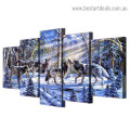 Group of Wolves Animal Landscape Modern Artwork Image Canvas Print for Room Wall Garniture