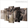 Wild Horses Group Animal Modern Artwork Picture Canvas Print for Room Wall Garniture