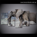 Wandering Elephant Walk Animal Modern Artwork Image Canvas Print for Room Wall Ornament