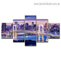 Tokyo Rainbow Bridge Cityscape Modern Artwork Picture Canvas Print for Room Wall Ornament