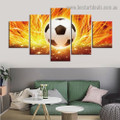 Flaming Football Abstract Modern Artwork Image Canvas Print for Room Wall Garniture