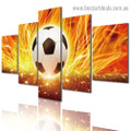 Flaming Football Abstract Modern Artwork Photo Canvas Print for Room Wall Adornment