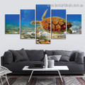 Sea Turtle Seascape Animal Modern Artwork Picture Canvas Print for Room Wall Décor