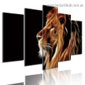 Glowing Lion Animal Modern Artwork Picture Canvas Print for Room Wall Ornament