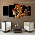Glowing Lion Animal Modern Artwork Portrait Canvas Print for Room Wall Garniture