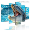 Smiling Dolphin Animal Seascape Modern Artwork Photo Canvas Print for Room Wall Ornament