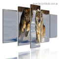 Two Snow Wolf Animal Landscape Modern Artwork Picture Canvas Print for Room Wall Ornament