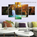 Autumn Waterfall Nature Landscape Modern Artwork Image Canvas Print for Room Wall Garniture