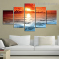 Sunset Ocean Wave Seascape Nature Modern Artwork Image Canvas Print for Room Wall Ornament