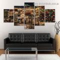 Christmas Street City Botanical Modern Artwork Picture Canvas Print for Room Wall Garniture