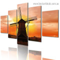 Windmill Lighthouse Landscape Modern Artwork Picture Canvas Print for Room Wall Garniture
