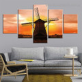 Windmill Lighthouse Landscape Modern Artwork Photo Canvas Print for Room Wall Ornament