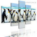 Galapagos Penguin Bird Seascape Modern Framed Smudge Photo Canvas Print