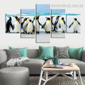 Galapagos Penguin Bird Seascape Modern Framed Smudge Image Canvas Print for Room Wall Decoration