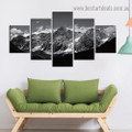 Colorless Snow Mountain Landscape Modern Artwork Pic Canvas Print for Room Wall Adornment