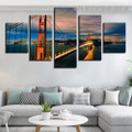 Golden Bridge Landscape Modern Artwork Portrait Canvas Print for Room Wall Garniture