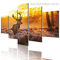 Morning Deer Animal Nature Modern Framed Effigy Picture Canvas Print