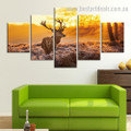 Morning Deer Animal Nature Modern Framed Effigy Pic Canvas Print for Room Wall Flourish