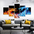 Fire Dragons Abstract Animal Modern Framed Painting Image Canvas Print for Room Wall Arrangement
