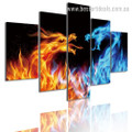 Fire Dragons Abstract Animal Modern Framed Painting Pic Canvas Print