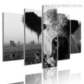 Monochromatic Cow Abstract Animal Framed Portraiture Picture Canvas Print